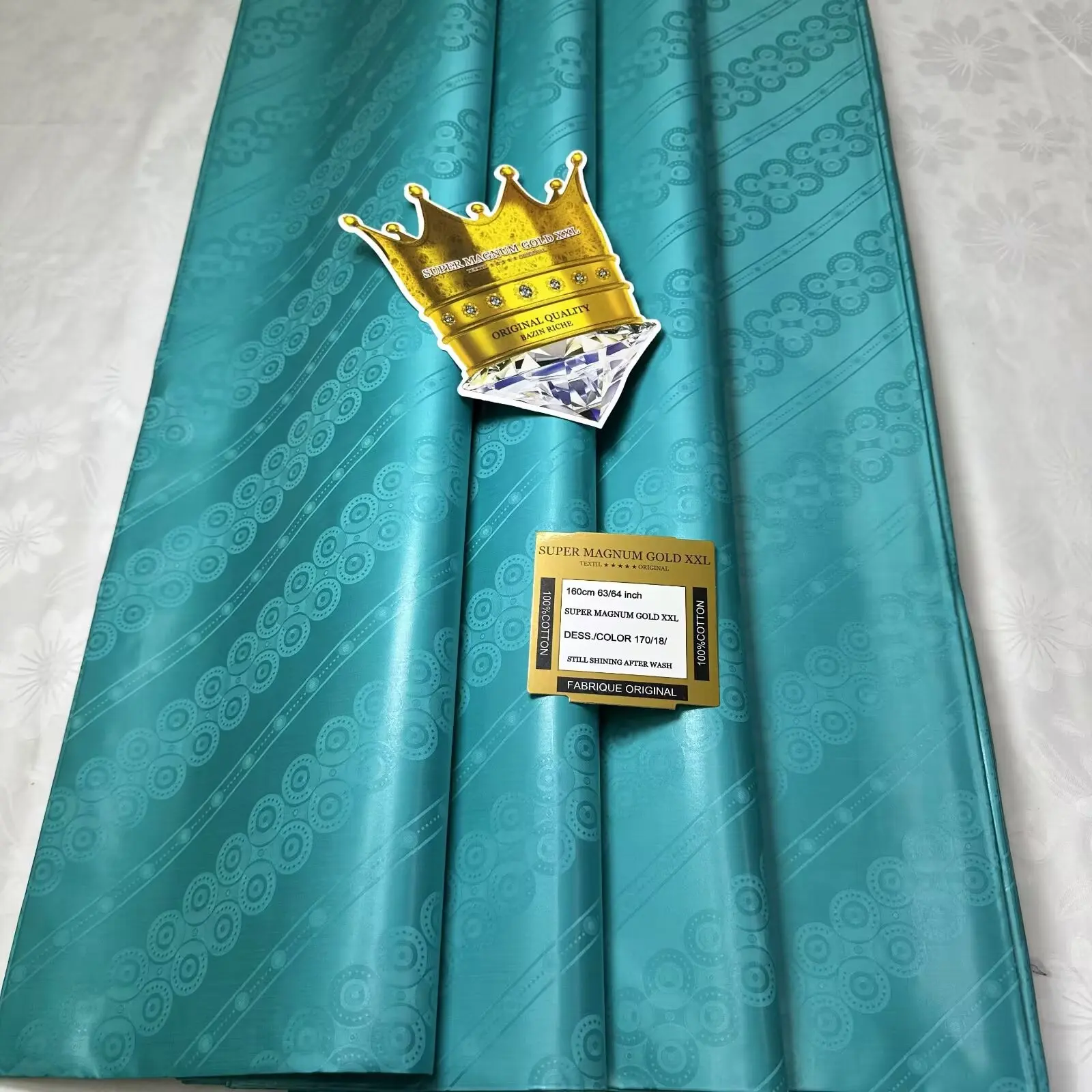 2025 การออกแบบล่าสุด 5 เมตรคุณภาพสูง Bazin Riche ผ้าผ้าแอฟริกัน 100% ผ้าฝ้าย Guinea Bazin Brode ผ้าสําหรับชุด