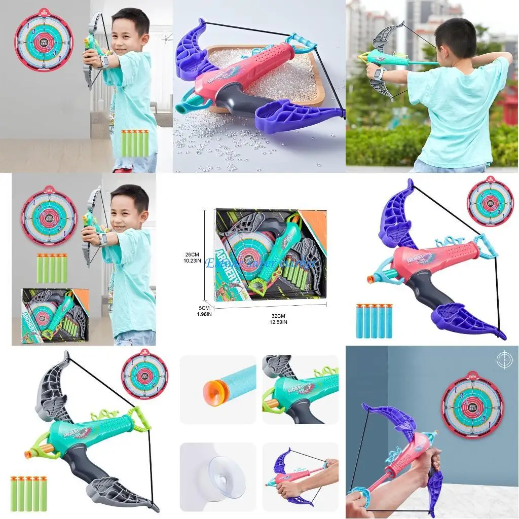 

090B Лук и стрельба из лука, игрушка-бластер с мишенями на присоске, мягкие пули, интерактивный набор для вечеринок для семьи G