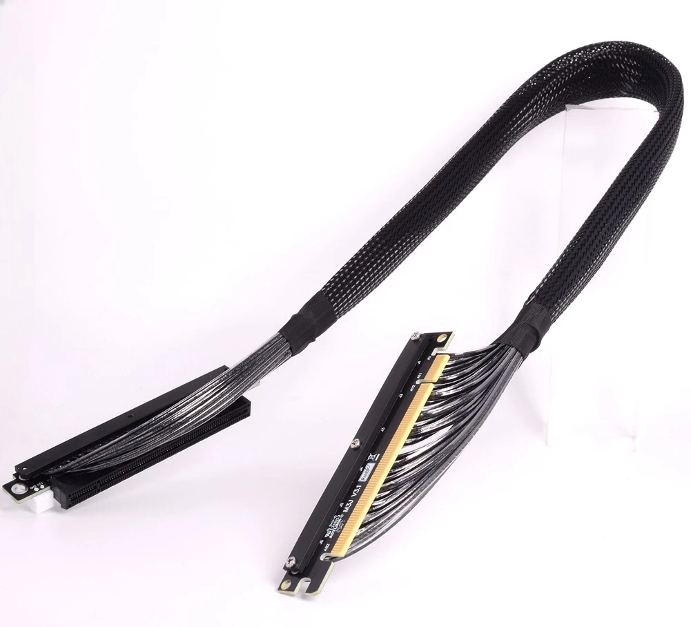 ADT PCIe Double Reverse Turn Rechts-/Links-Verlängerungskabel Gen4 PCI Express 4.0 X16 Soft Bending Grafikkarten A4 ITX-Serverkabel