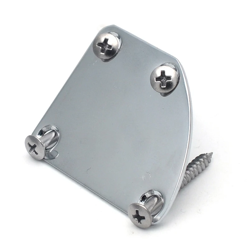 Electric Guitar Neck Plate Curved Cutaway Semi Round Asymmetry Neck Joint Metal Back Mounting Plate 4 Holes With Screws