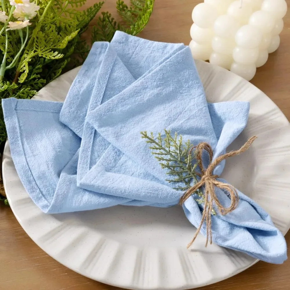Cloth Wedding Decoration Daily Use Dinner Tea Towel for 10 PCS Sky Blue Cotton Gauze Terry 32*32cm