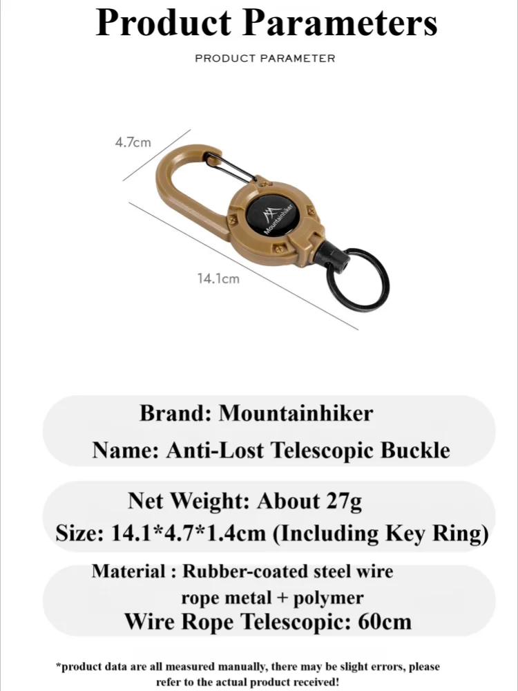 Einziehbare Hochleistungs-Zugrolle mit Karabiner, starkem Stahlseil, Schnalle, Feder-Schlüsselring, Outdoor-Sport-Zubehör, Schlüsselanhänger-Werkzeug – Detail 7