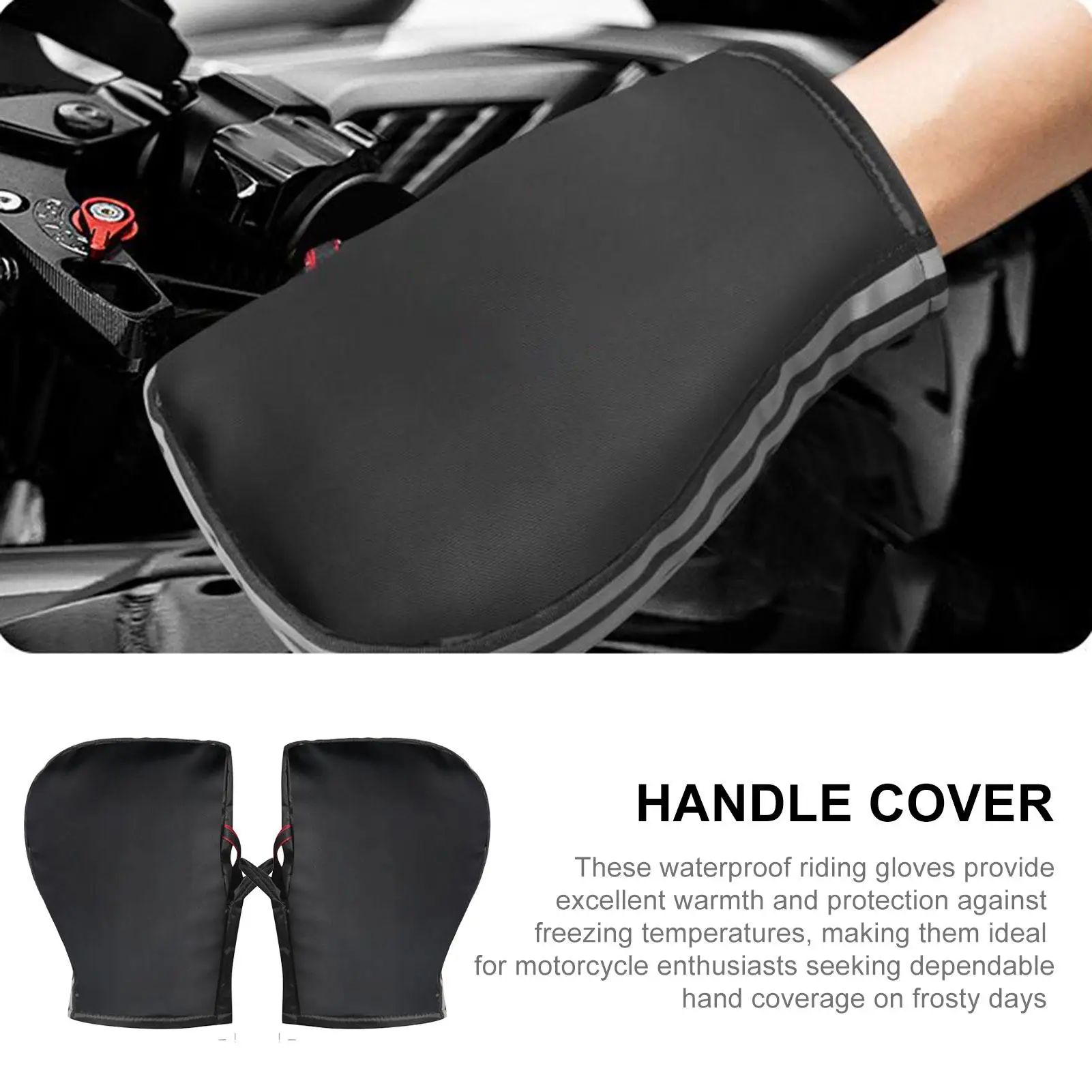 Motorcycle Warm Gloves Handle Warm Waterproof Windproof Muffs with Reflective Strips Motorcycle Handlebar Muffs for Road