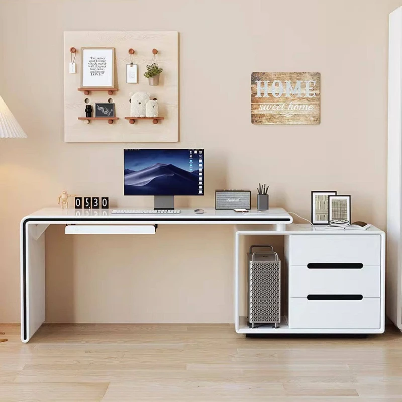 

retractable corner computer desk with drawers light luxury Work table multifunctional biurko do komputera workshop furniture