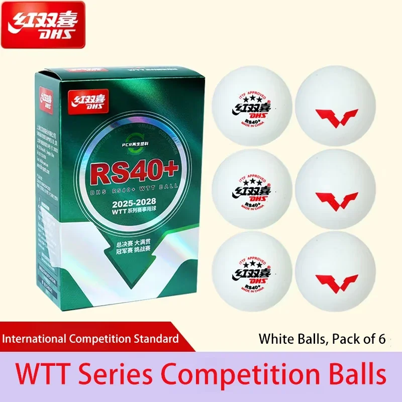 DHS RS40+ Table Tennis Balls WTT PCR New Material 40+mm Ping Pong Balls with Seam for Training Competition ITTF Ping Pong Ball