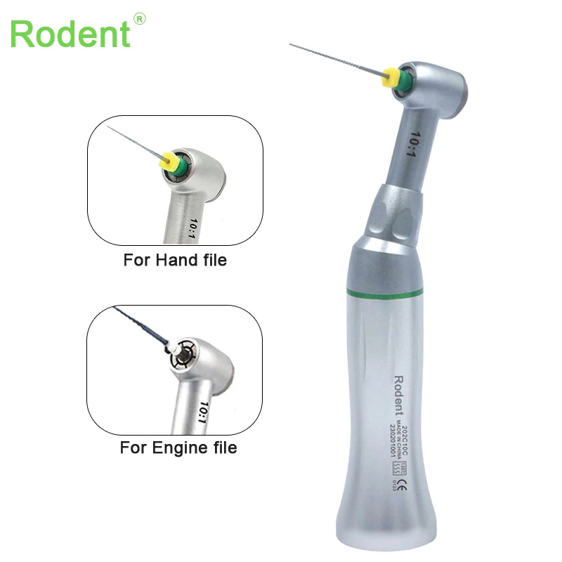 Dental Endo Treatment Reduction Reciprocating Push Button 10:1 Contra Angle Low Speed Handpiece for Hand Files and Engine Files