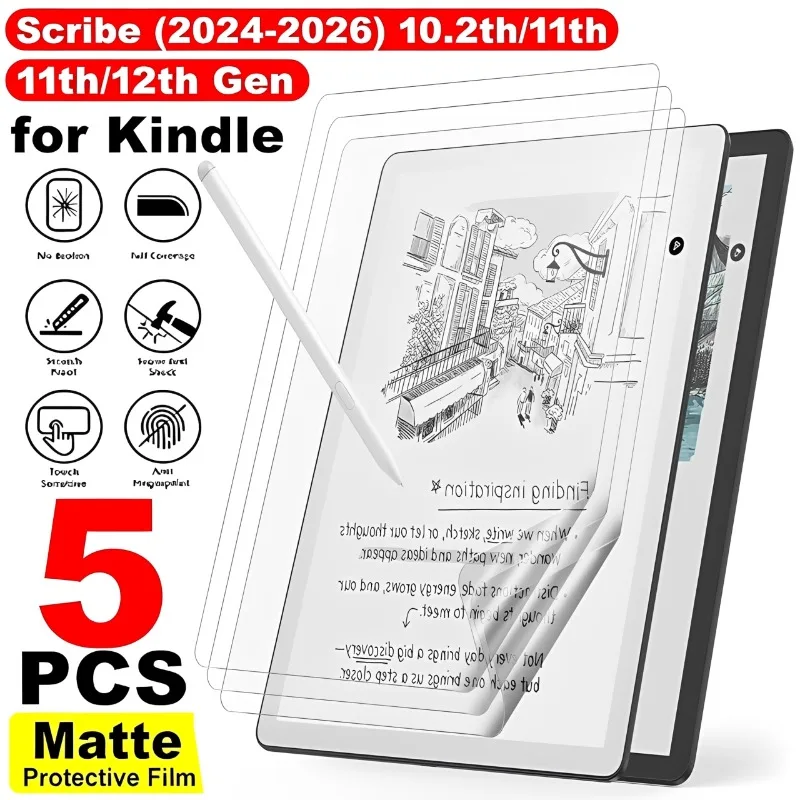 Película PET mate para Kindle Scribe de 11 pulgadas y 10,2 pulgadas, Protector de pantalla para Kindle Paperwhite de 7 pulgadas, 12.ª generación, KPW6, 11.ª generación, 6 pulgadas, 1/3/5 unidades