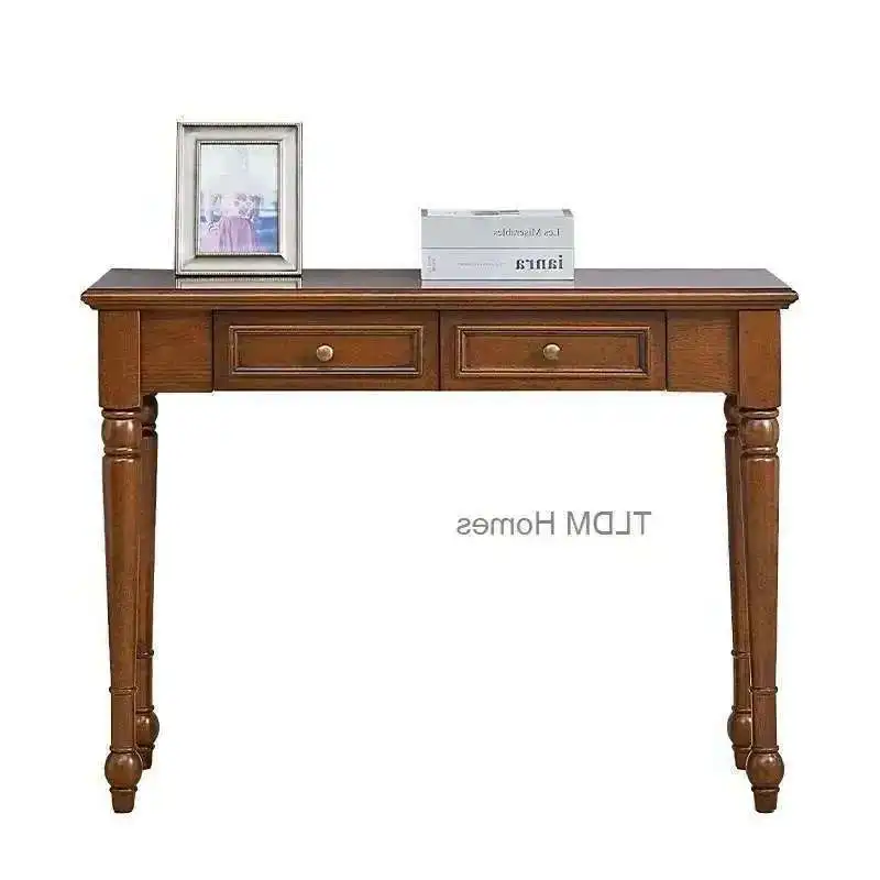 Home American Retro Simple Console Table Storage for Living Room Cabinet Furniture Solid Wood Homestay Hallway Table with Drawer