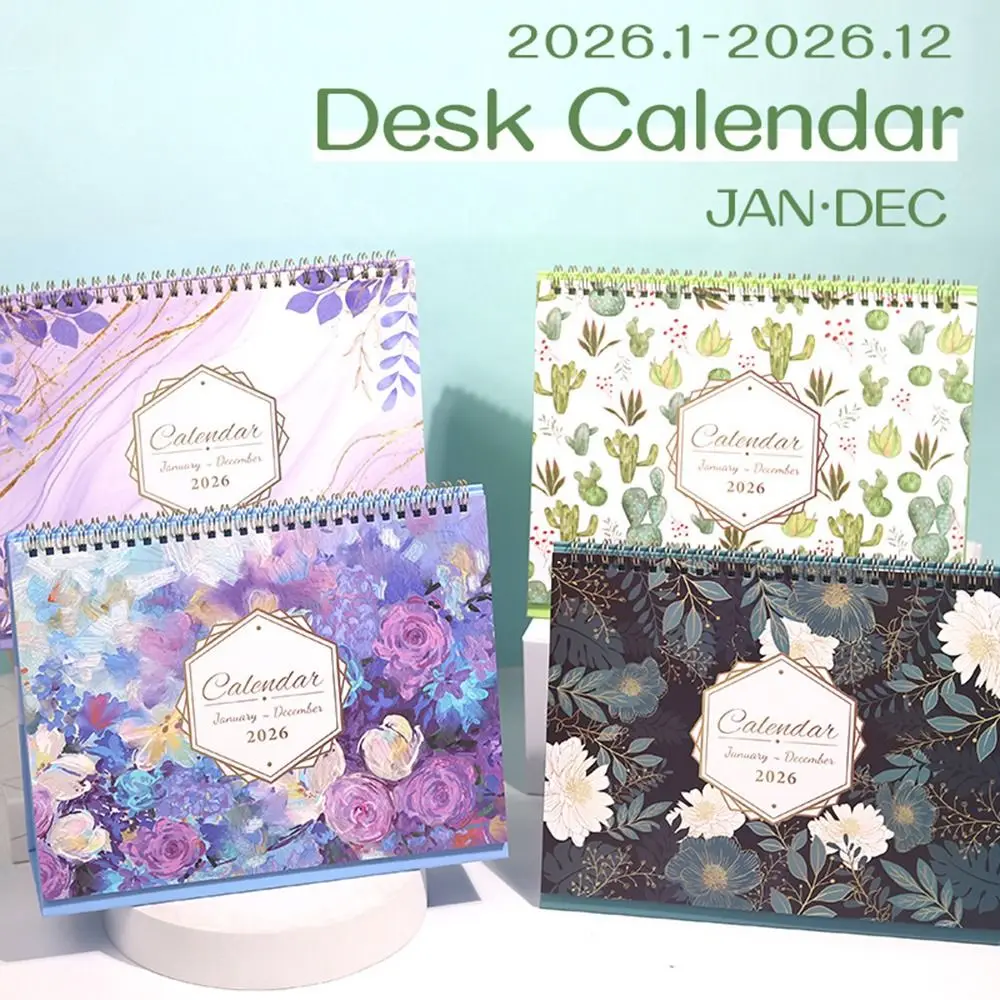 

Creative 2026 Desktop Calendar Portable Thick Paper Time Manegement Organizers Daily Schedule Yearly Agenda