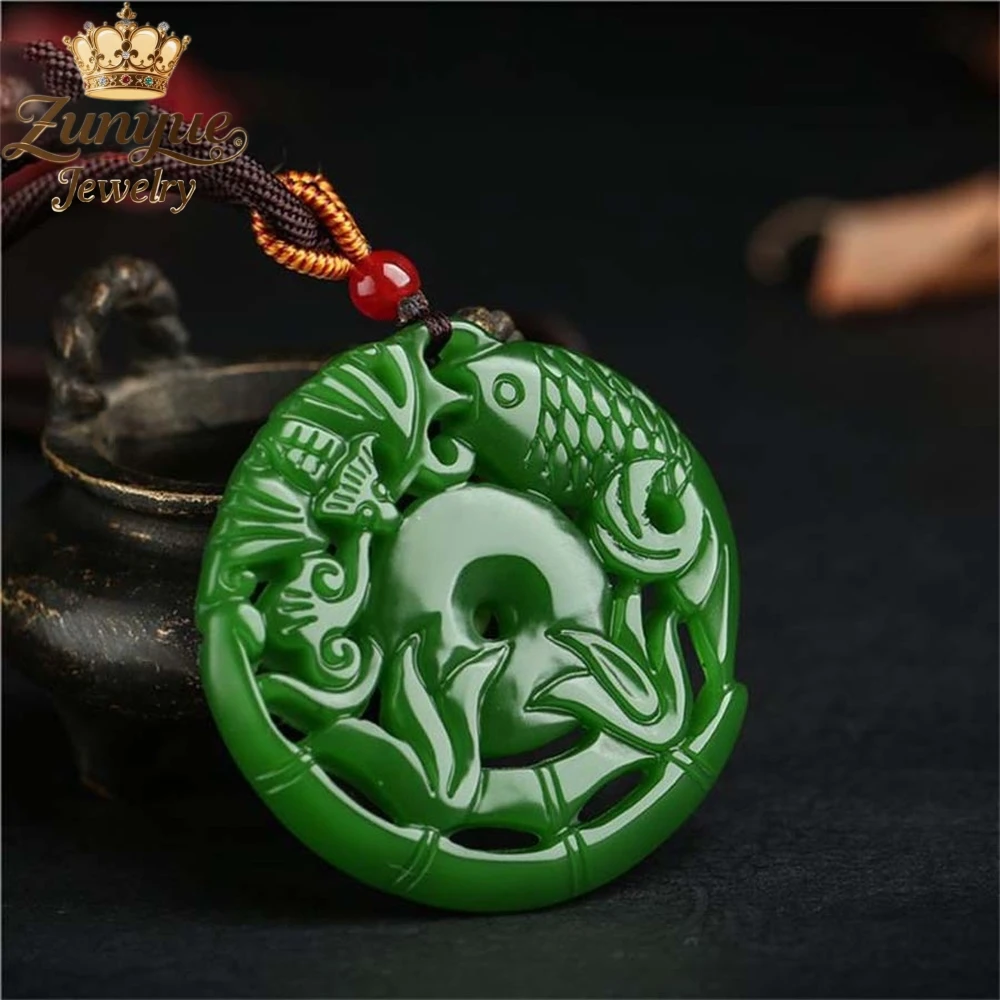 

Natural Hetian Jade Hollowed-Out Goldfish Pendant Luxury Quality Jewelry Fashion Jewelry Exquisite Elegant Charms Popular Gift