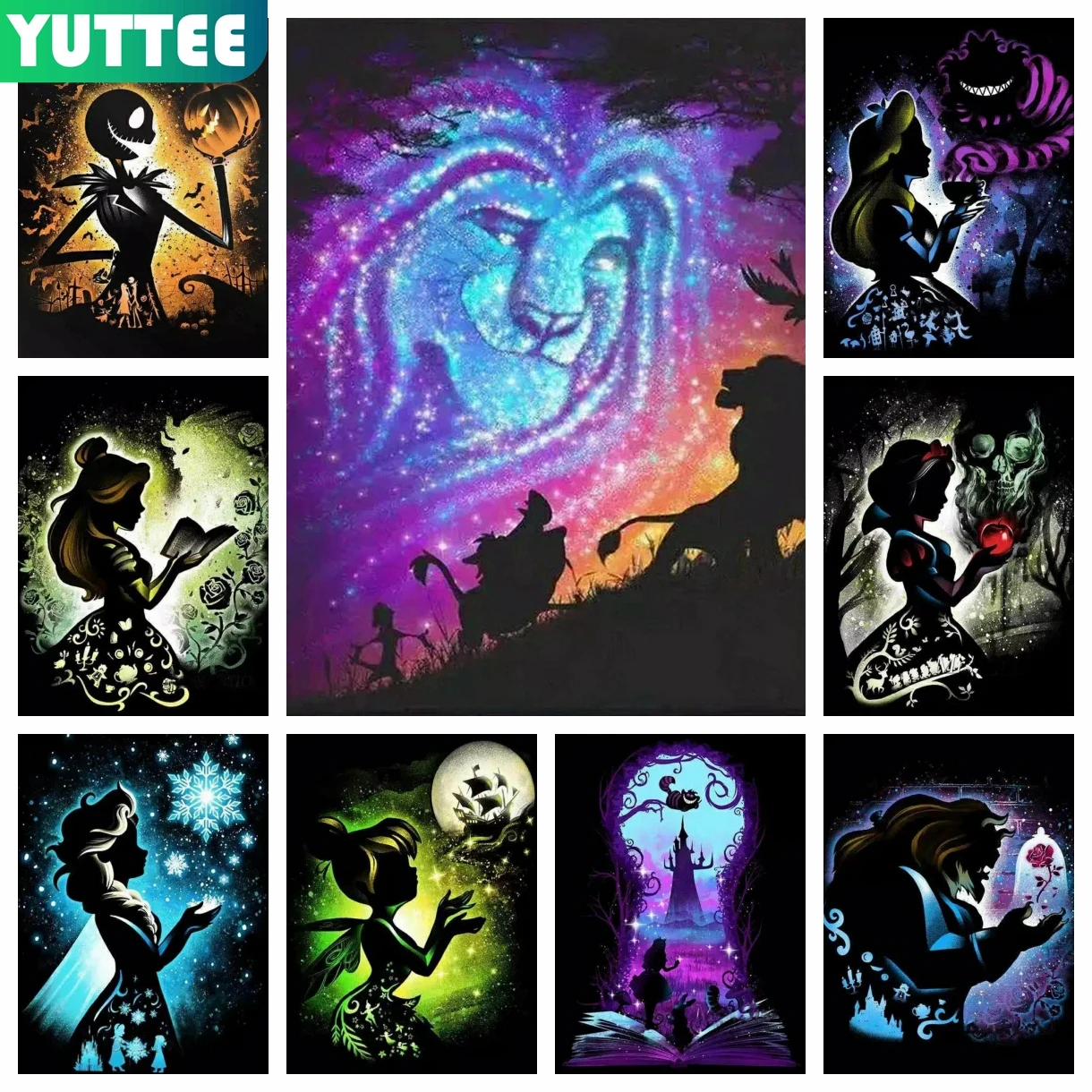 

Disney Cartoon Silhouette 5D DIY Diamond Painting Embroidery Princess Cartoon Girl Cross Stitch Mosaic Home Decor Children Gift