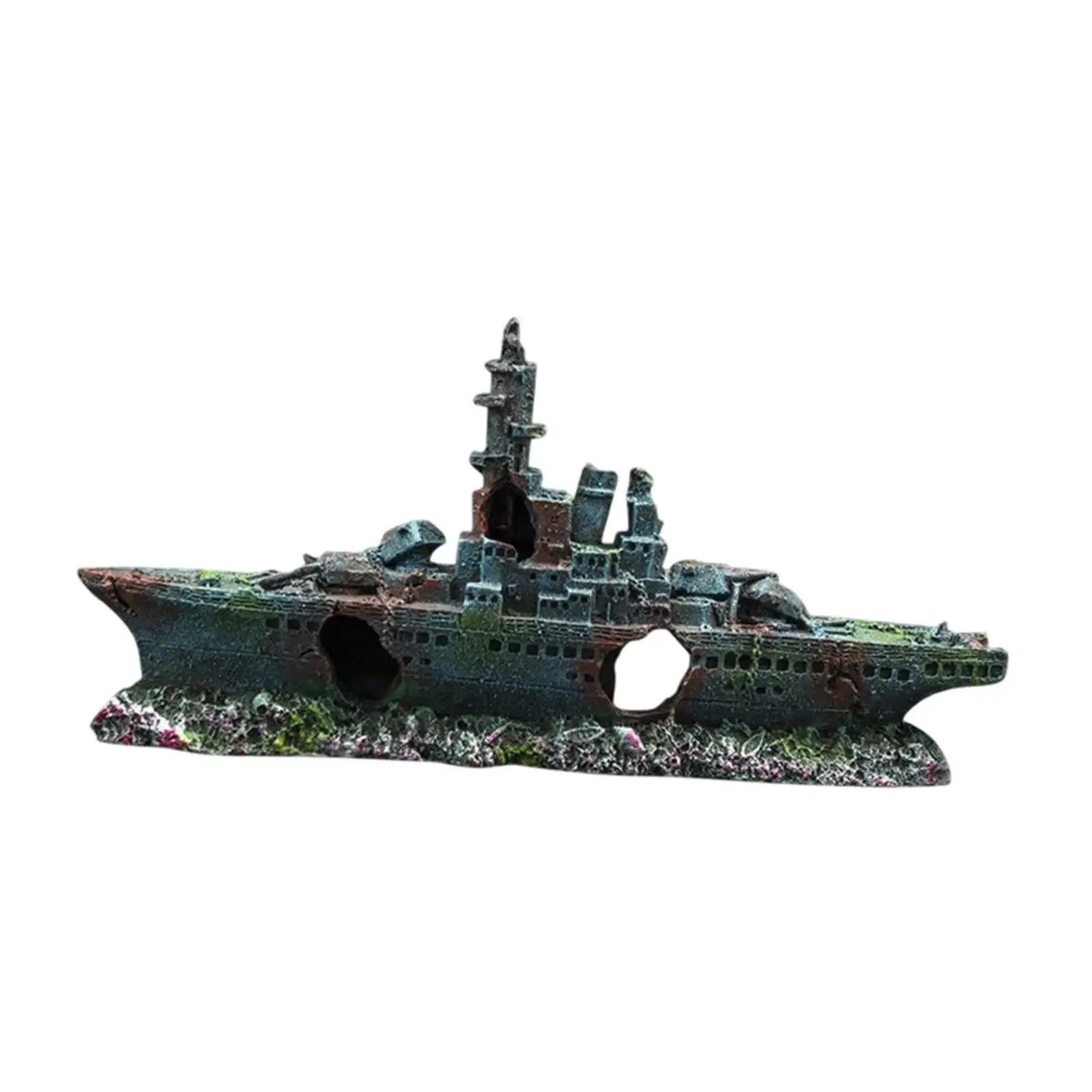 Aquarium Decoration Ship Resin Craft Hiding Cave for Table Desktop Shelf