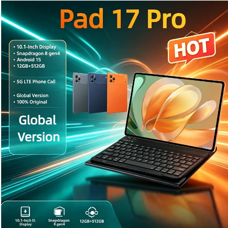 2026 Mi Tab Pad 17 Pro Global Tablet 10.1 Inch 4K Screen 12GB+512GB 10000mAh Battery 5G Dual SIM WiFi GPS Portable Android Pad
