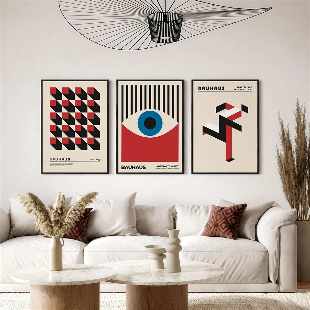 Retro Minimalist Bauhaus Art Poster – Black & White Modern Canvas Print for Home, Room, and Living Room Decor