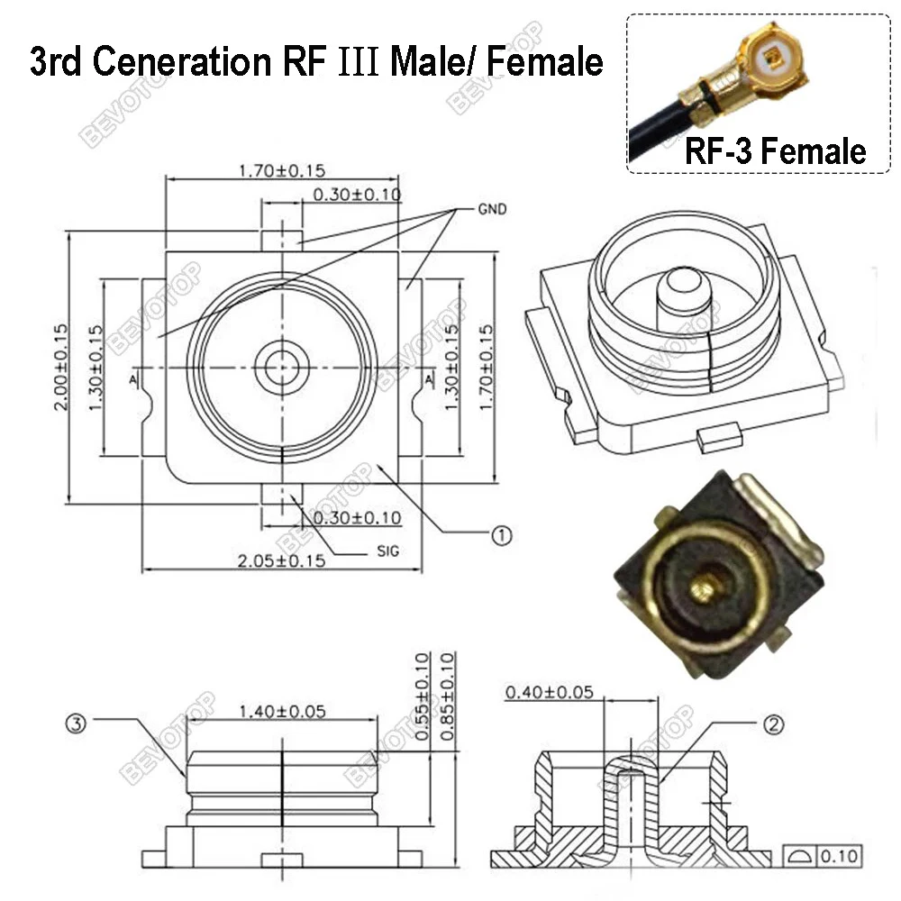 10PCS Ufl Female Connector U.FL IPX IPX-1/MHF-3/MHF-4 SMT Socket WiFi Antenna Base PCB RF Coaxial Antenna Board Terminal