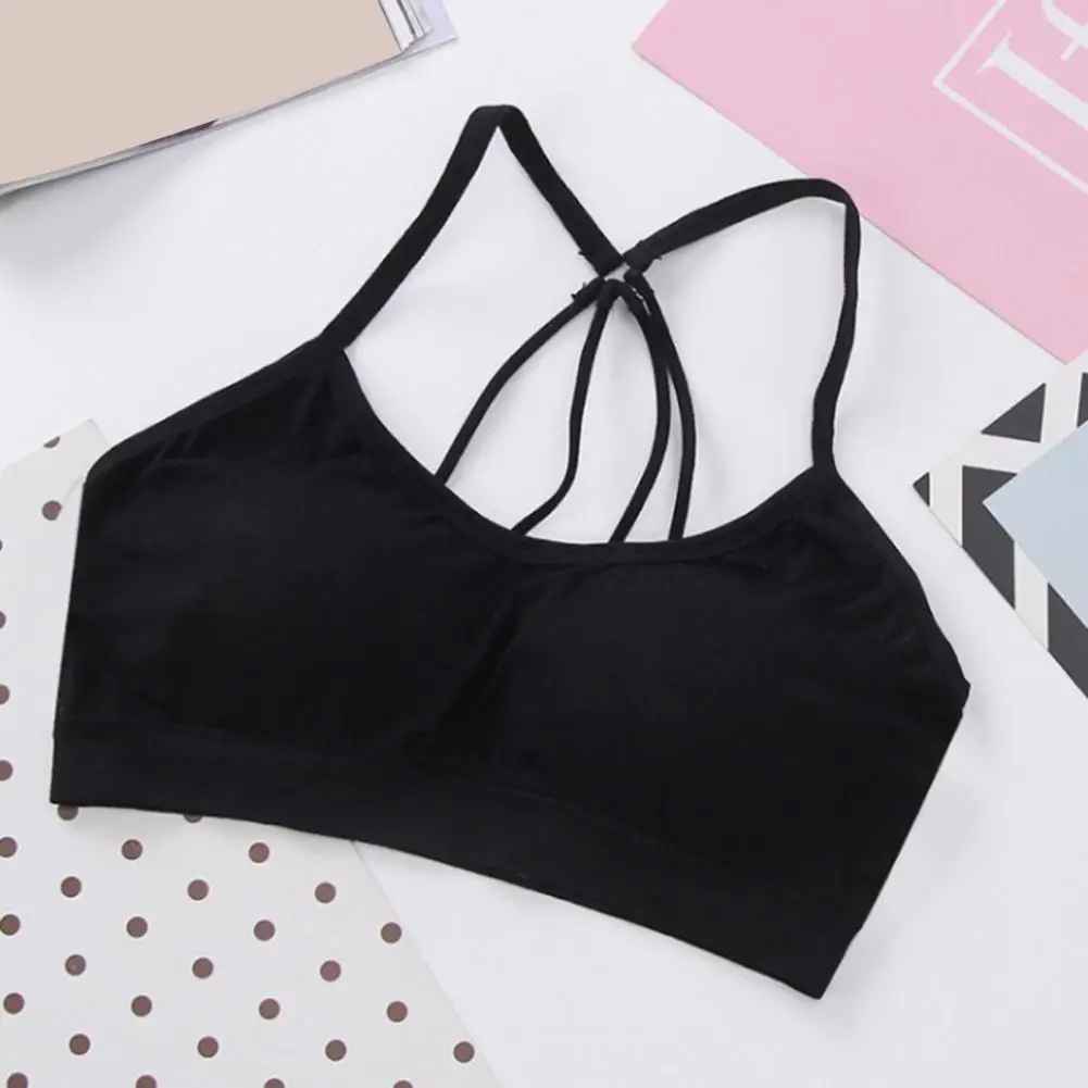 Nylon Bra Wireless Padded Push-up Bra with Multi Straps for Women Anti-exposure Camisole Underwear for Sport Student Girls Thin