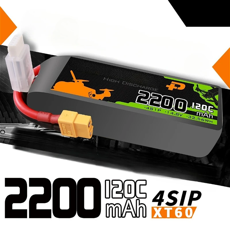 2200mAh, 120C, 4S/6S - 14.8V/22.2V Li - Po Batteries for 5 - Inch FPV Racing Drones