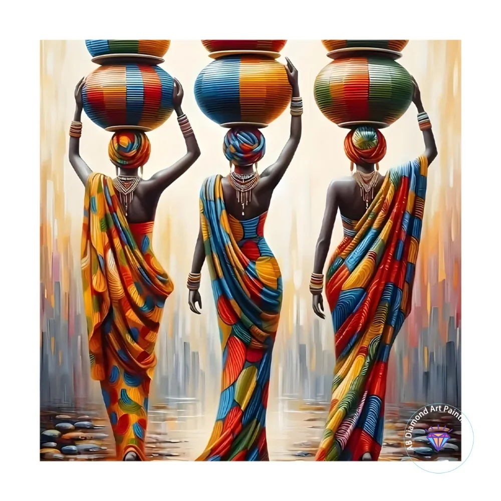 

African Women AB Diamond Painting Kit Square Round Diamond 5D DIY Cross Embroidery Handmade Art Adult Exquisite Gift Home Decor