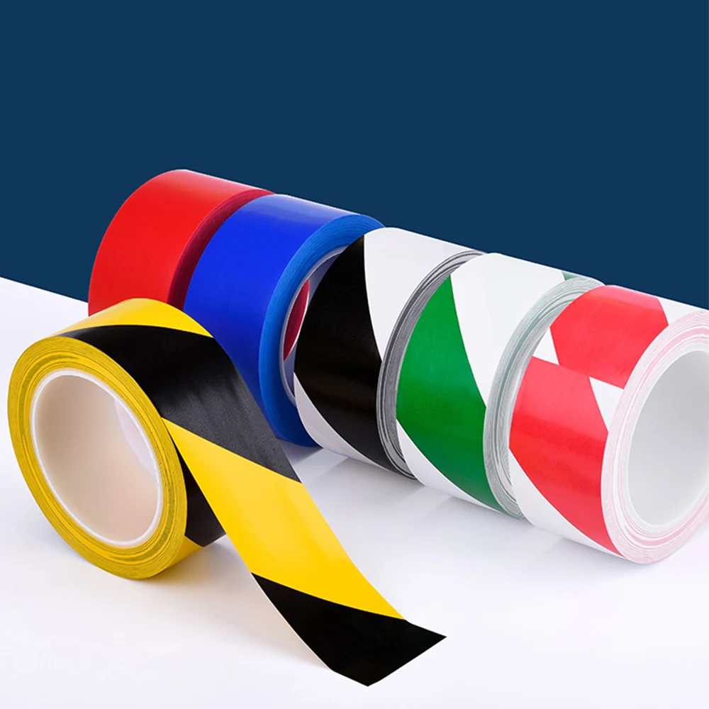 PVC Floor Duct Warning Tape - Black and Yellow Striped Safety Adhesive Tape - Waterproof, Corrosion-Resistant, Residue-Free