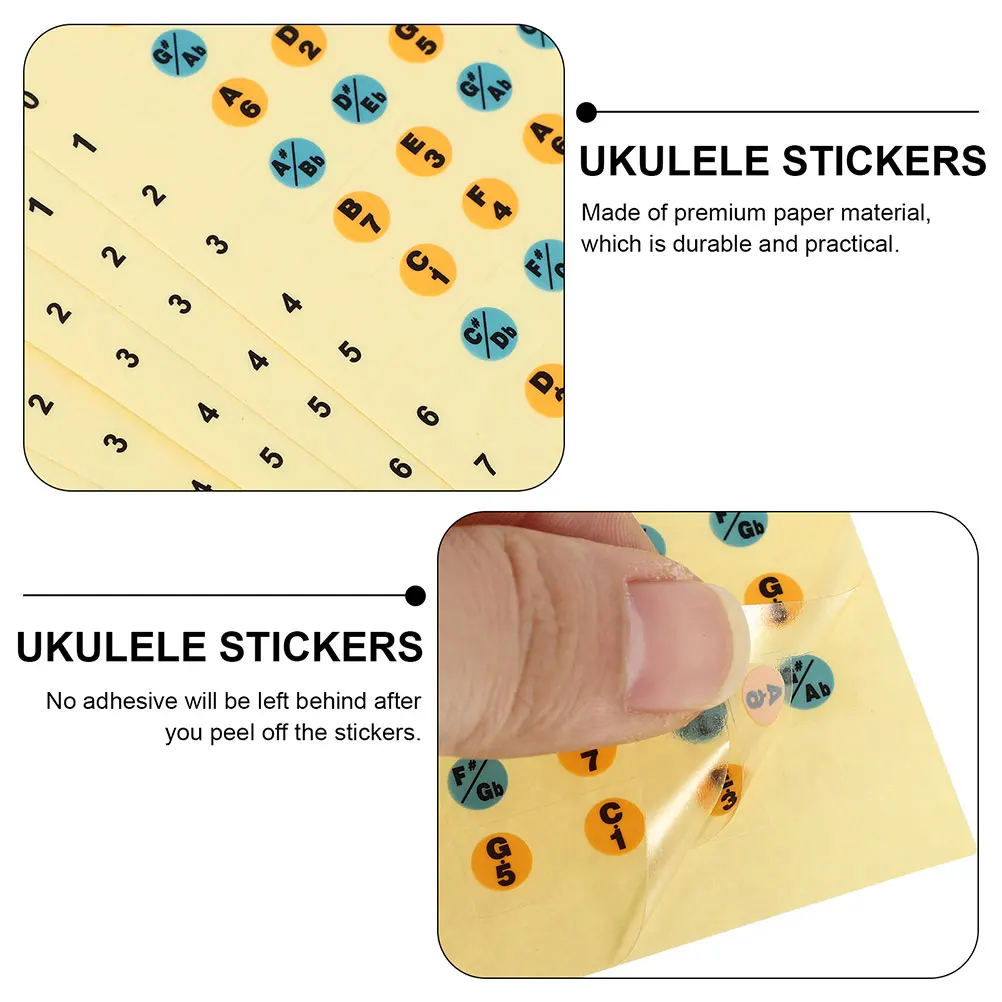

20 Pcs Scale Stickers Durable No Fading Ukulele Introductory Fingerboard Sticker Practice Tuning Guide Fingerboard Accessories