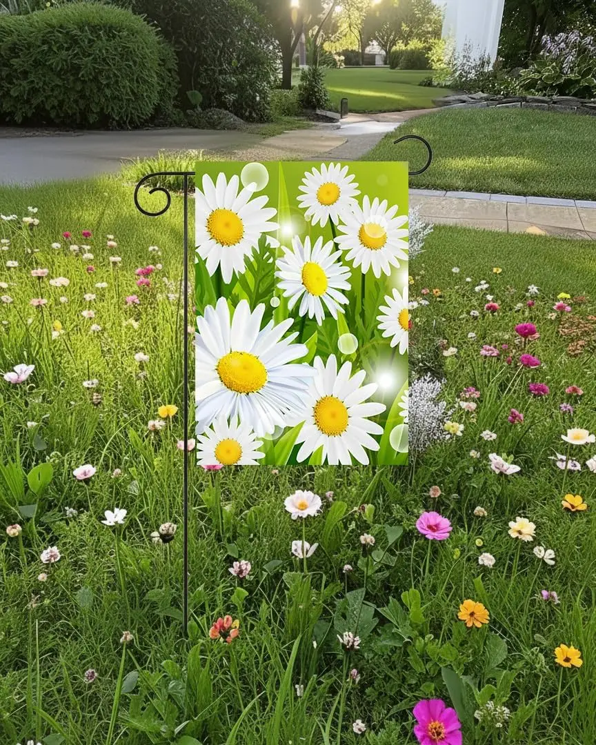 Spring Summer Seasonal Floral flowers Daisies Garden Flag 12 x 18 Inch, Double Sided Outdoor Decorative Welcome Yard flags B jjp
