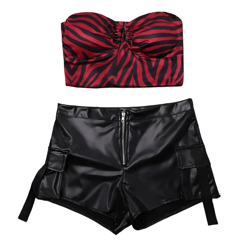 Obsession Nikki Costume Cosplay Outfit Anime Zebra Halter Top Short Punk Streetwear Halloween Carnival Costume for Girl view 6