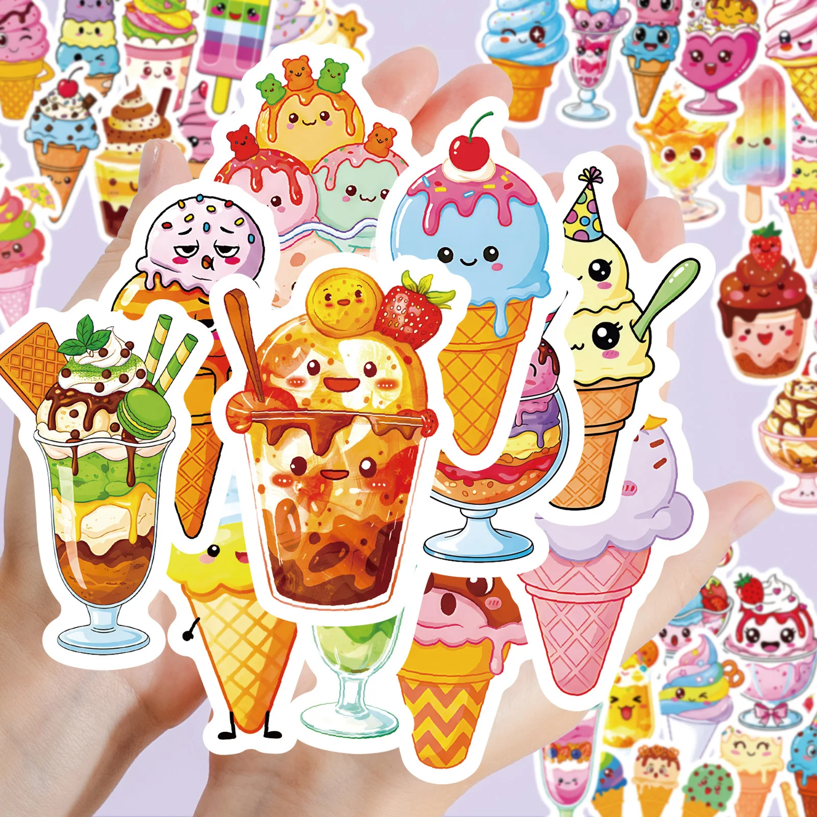 10/30/50PCS Cartoon Ice Cream Cute Doodle Stickers Kawaii Easy Peel DIY Toys Car Guitar Luggage Suitcase Decal Graffiti Sticker