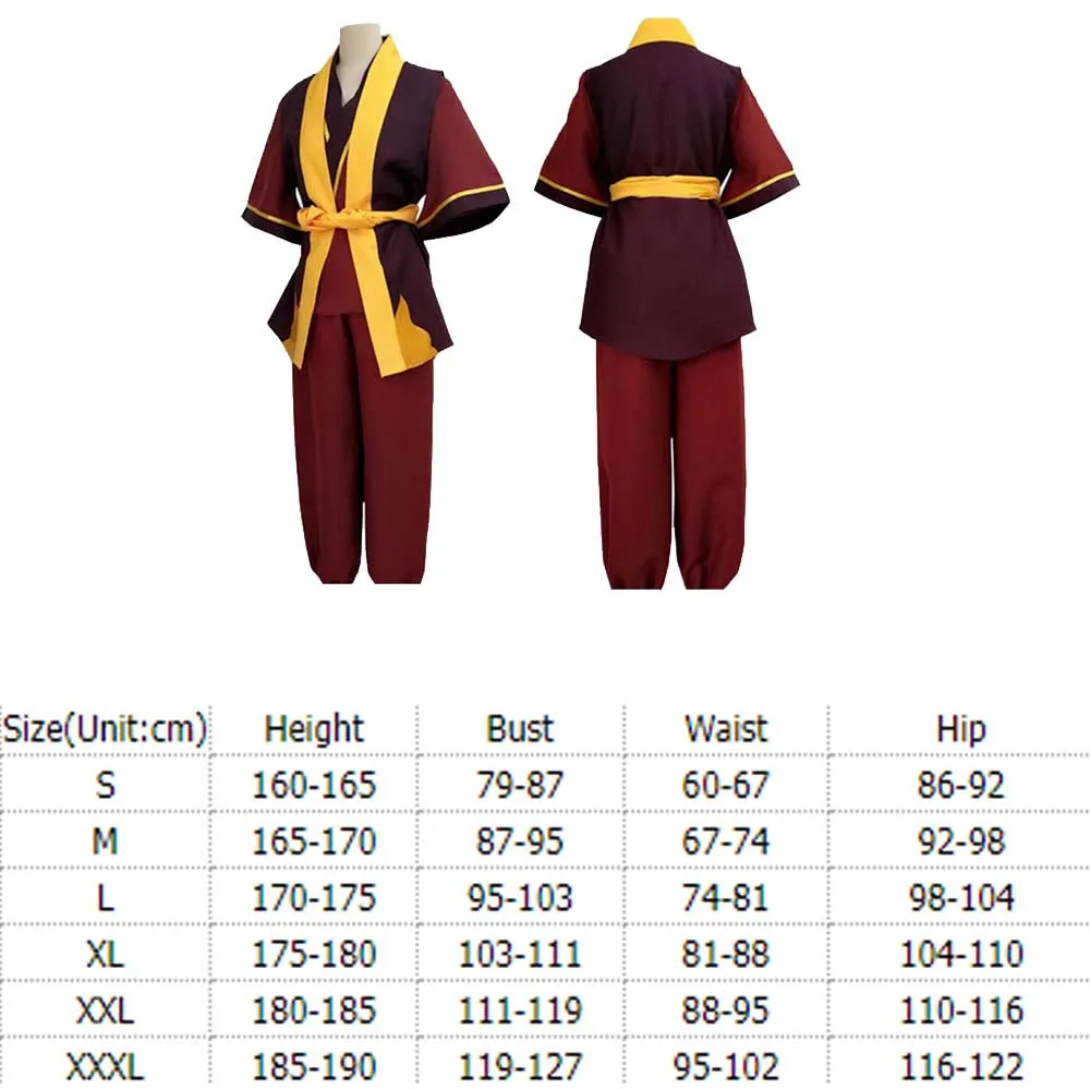 Avatar Zuko Cosplay Top Pants Belt Costume Adult Man Male Fantasia Roleplay Outfits Halloween Carnival Diaguise Suit