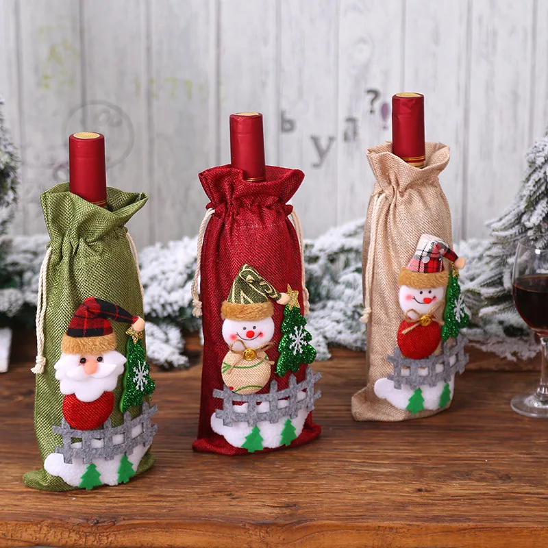 Christmas wine bottle cap decoration clothes set Christmas Santa table decoration 2023 New Year gift Noel Christmas decoration