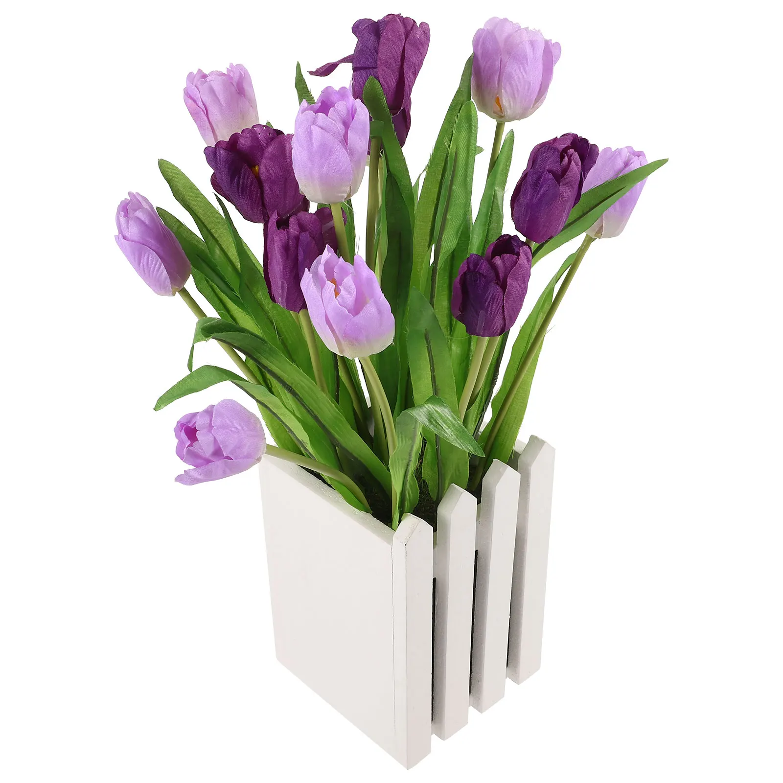 

Artificial Tulip Decor Lifelike Purple Home Tulip Fence Decor Wedding Table Bedroom 1836 Faux Flower Fence Arrangement