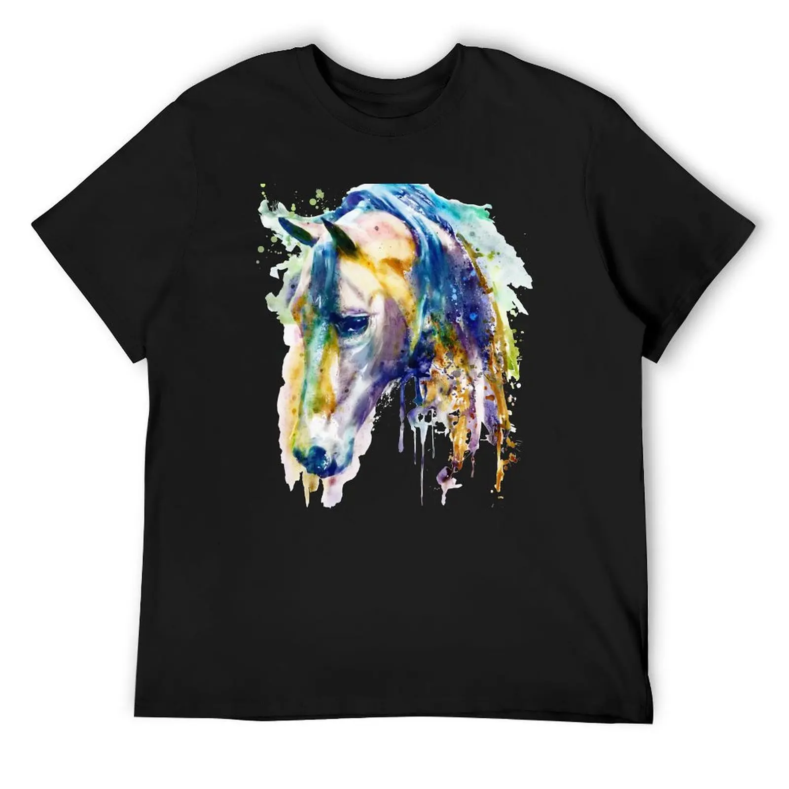 

Футболка с акварельной головой лошади, футболка большого размера, футболка большого размера с рисунком, белая мужская футболка для мальчиков