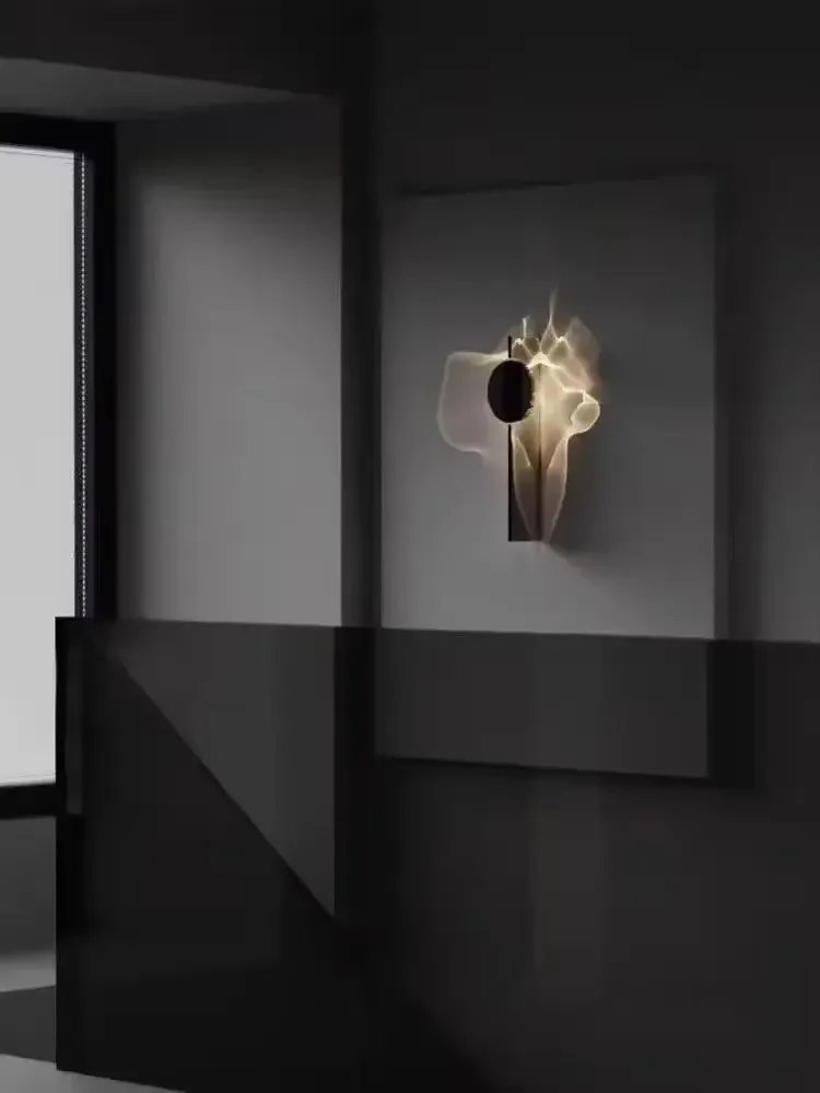 الإبداعية الجدار ضوء كروم 3000K LED الفولاذ المقاوم للصدأ الخيال العلمي مصباح غرفة نوم صالون الدرج الممر الشمعدان الإضاءة الحديثة #2