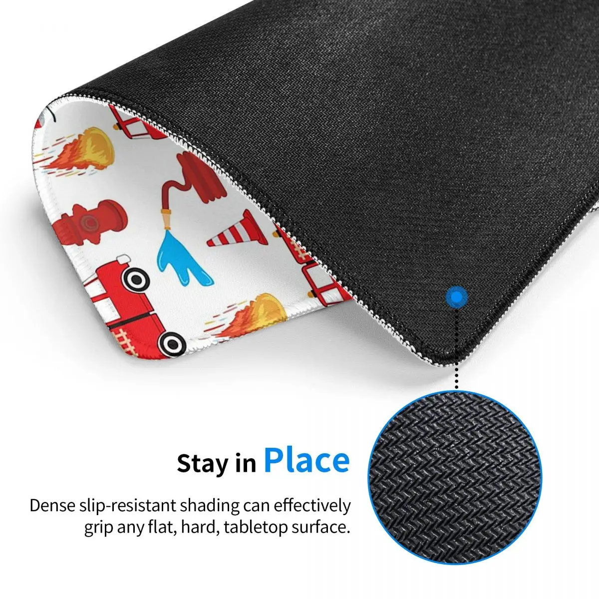 Red Transport Fire Truck Engine Brigade Mouse Pad Computer Keyboard Mouse Mat Gaming Laptop Desk Mat Office Table Mats