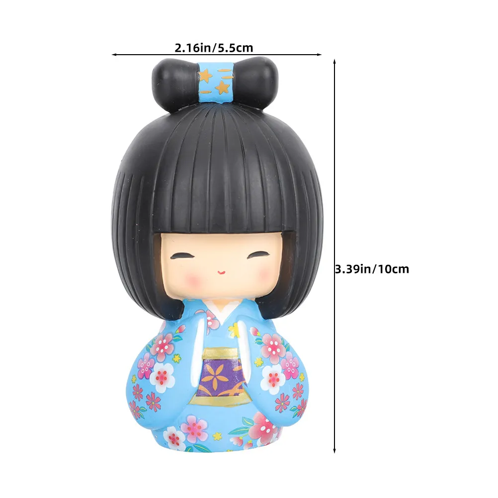 Mini Japanese Kimono Statue Handcrafted Resin Ornament Vibrant Oriental Decor for Restaurant Shelf Desk Display