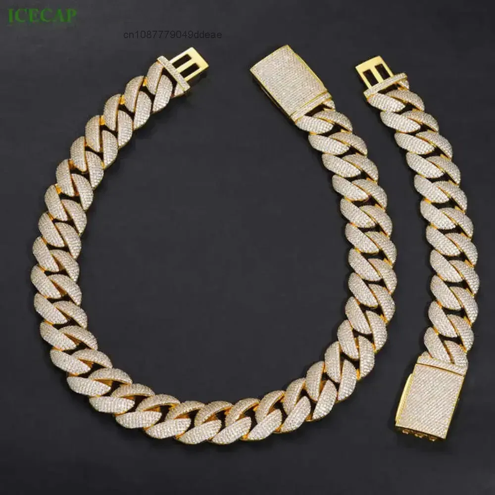 

Icecap Fashion Jewelry Necklace Ice Out Cuban Link Chain Luxury Custom Gold Plated Gold Cuban Link Chains Moissanite Necklace