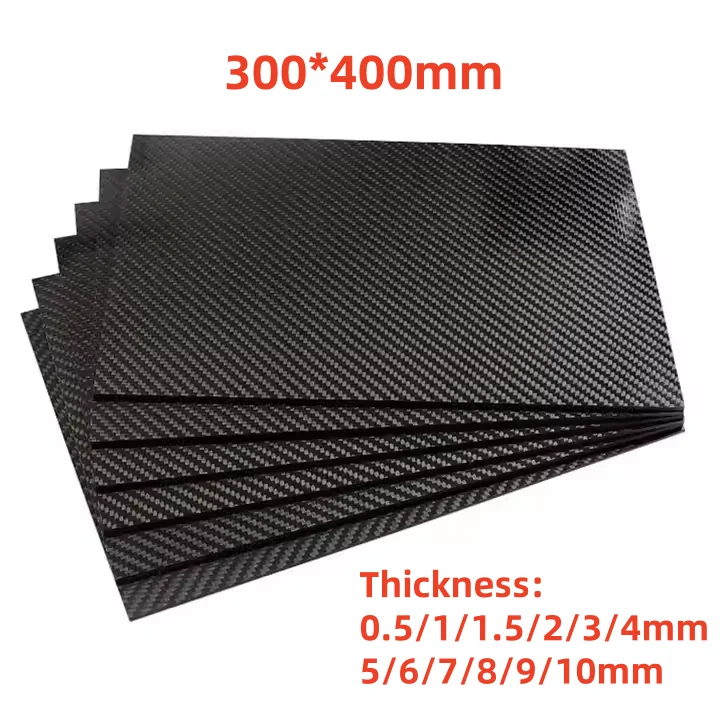 

High Strength 300 X 400mm 0.5mm 1/2/3/4/5/6/7/8/9/10mm Thickness Pure Carbon Fiber Sheet Plate Panel Board light weight Material