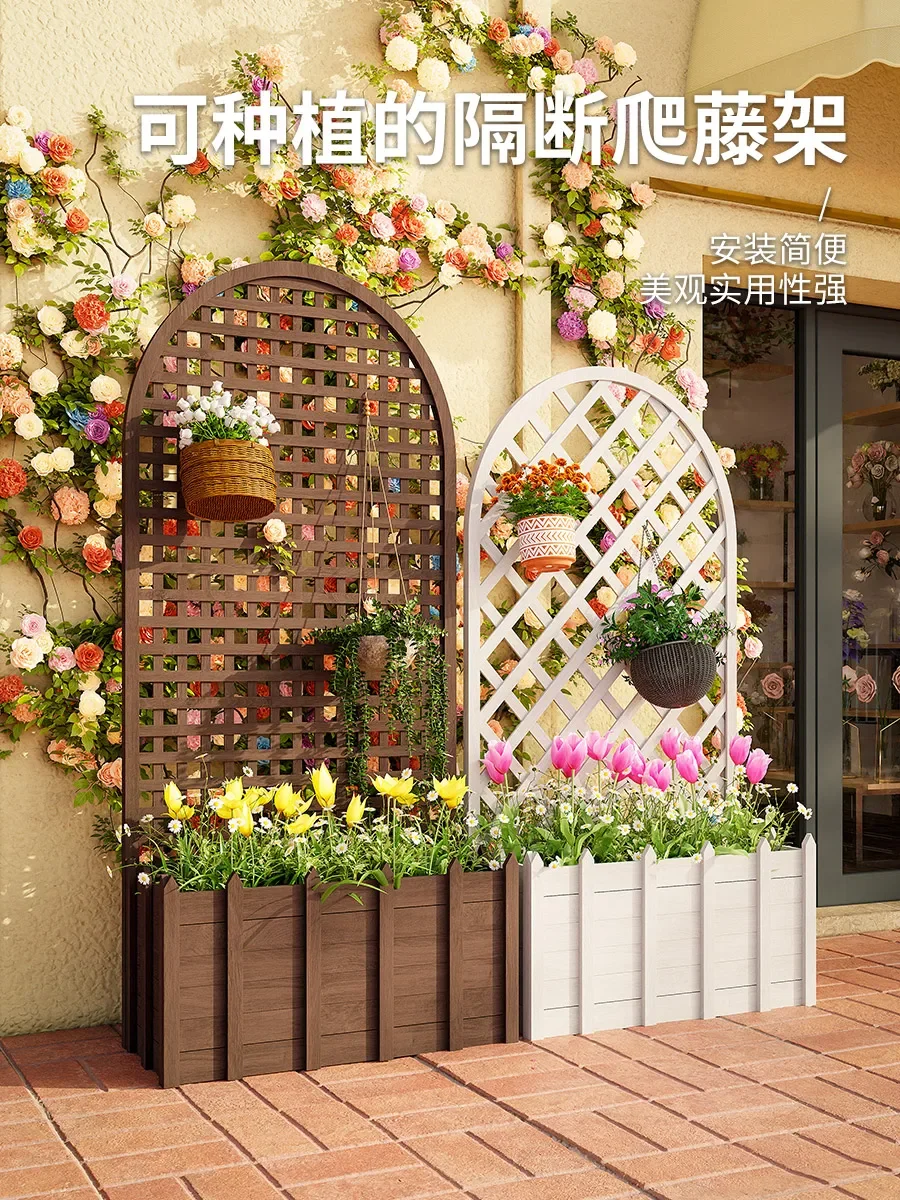 Mediterranean Antiseptic Wood Flower Pot Stand UV Resistant Backyard Accent Weather Wedding Ceremony Decor Garden Patio
