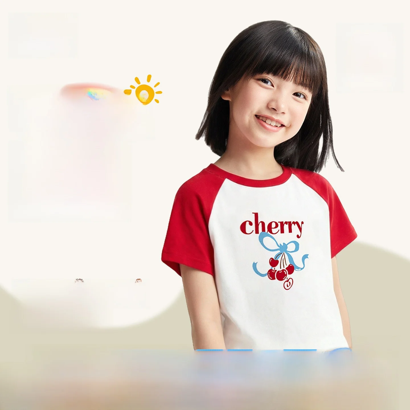 annil-kids'-sporty-short-sleeve-round-neck-t-shirt-girls'-casual-versatile-top-cotton-polyester-blend-summer-new-style