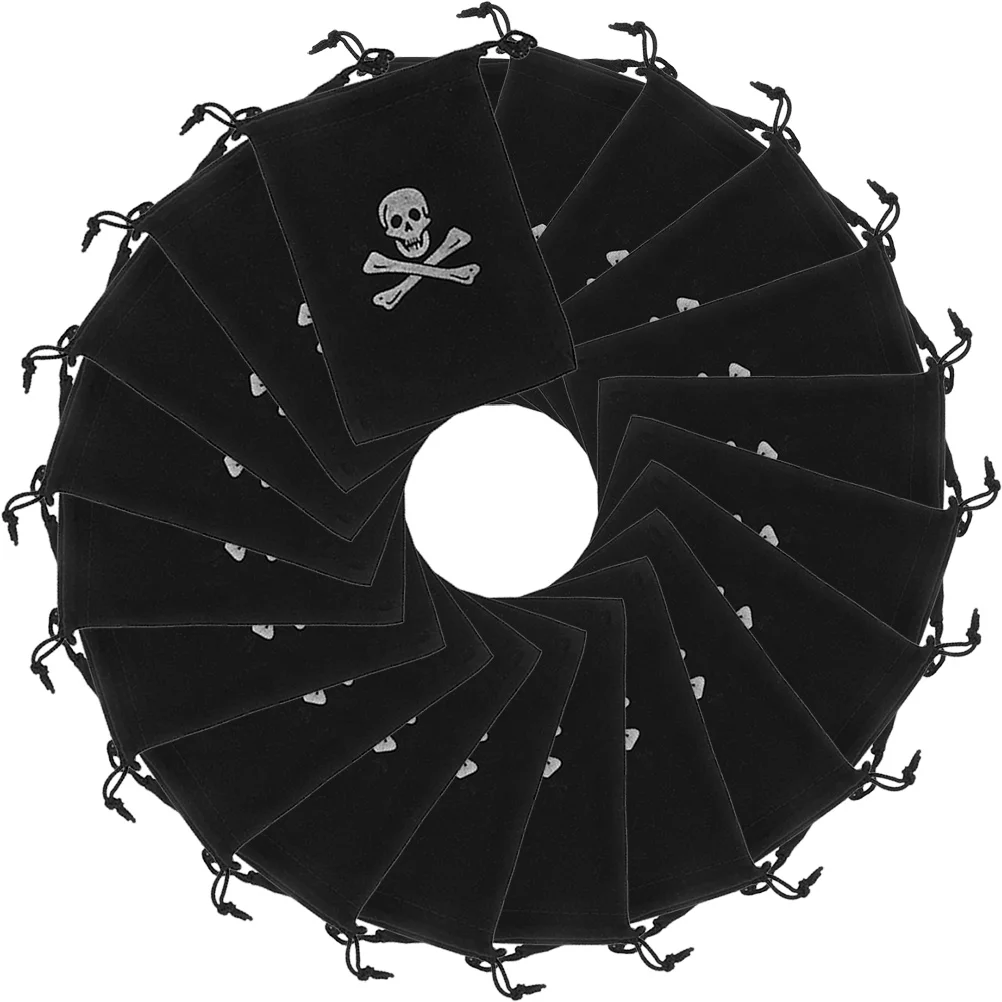 

20pcs Pirate Drawstring Bags Halloween Coins Pouch For Party Decoration Candy Storage Gift Container Polyester Reusable Bag