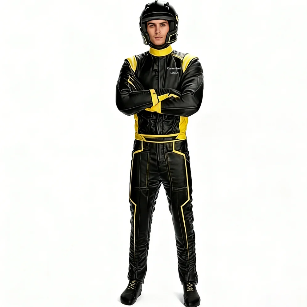 Premium Women's Men Black Motorcycle Racing Suit with Customizable Fit & Design Karting Speed Suits