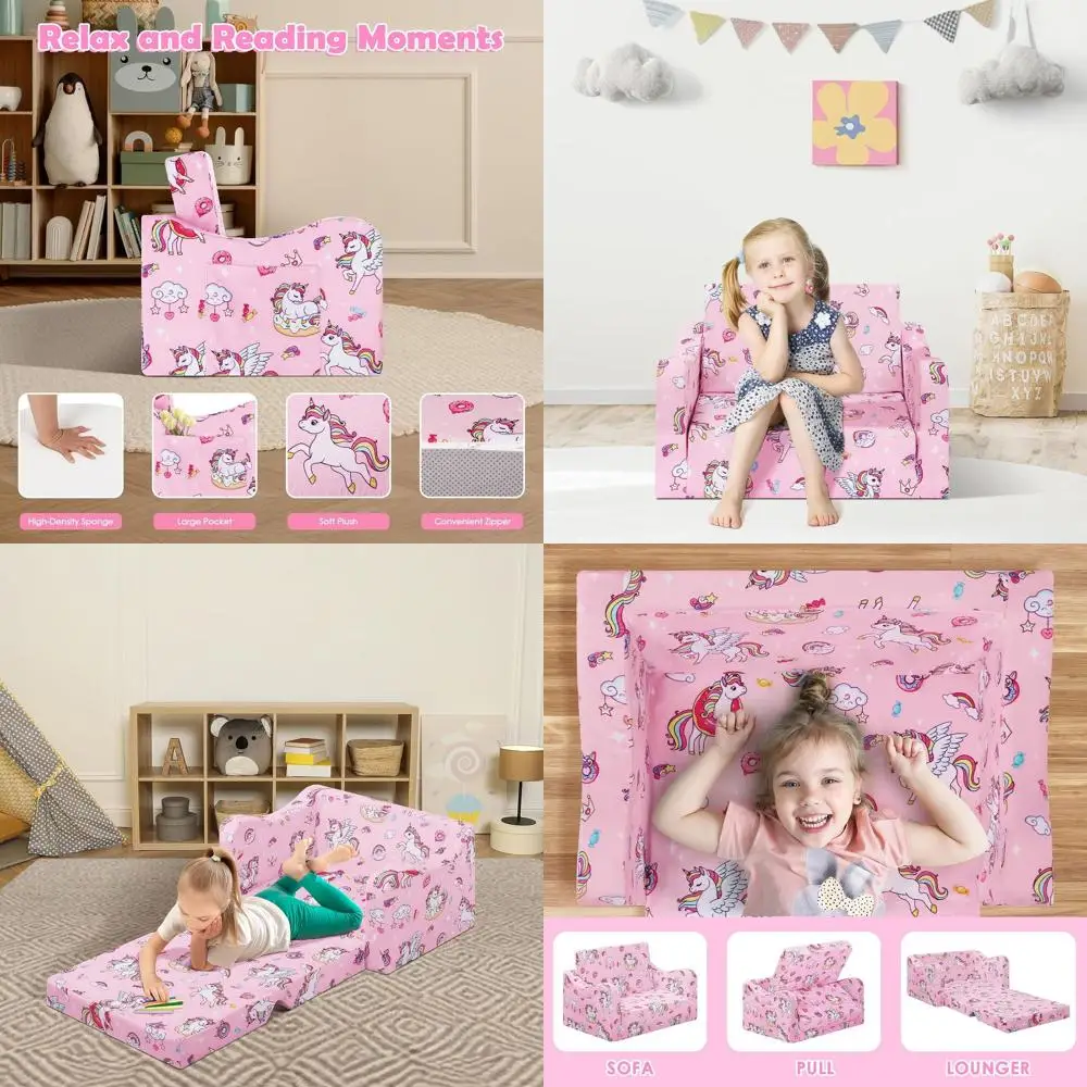 

Трансформируемый диван-кровать для девочек, кресло-шезлонг для игровой комнаты и детской с рюшами в стиле «конфетти»