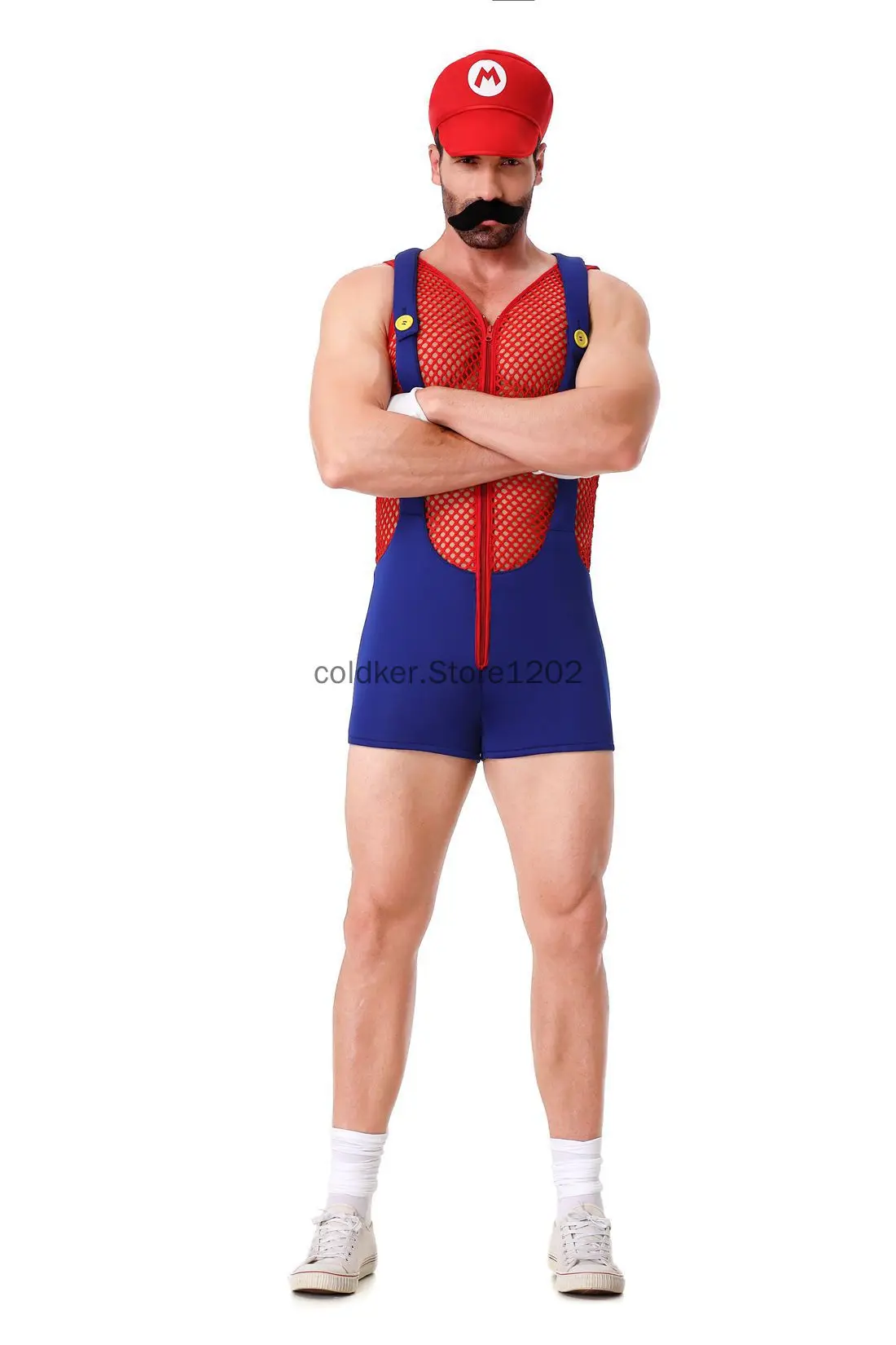 Halloween Adult Anime Cosplay Costume With Hat Men Sexy Costume Red Blue Plumber Brother Fancy Set Carnival Party Dress Up