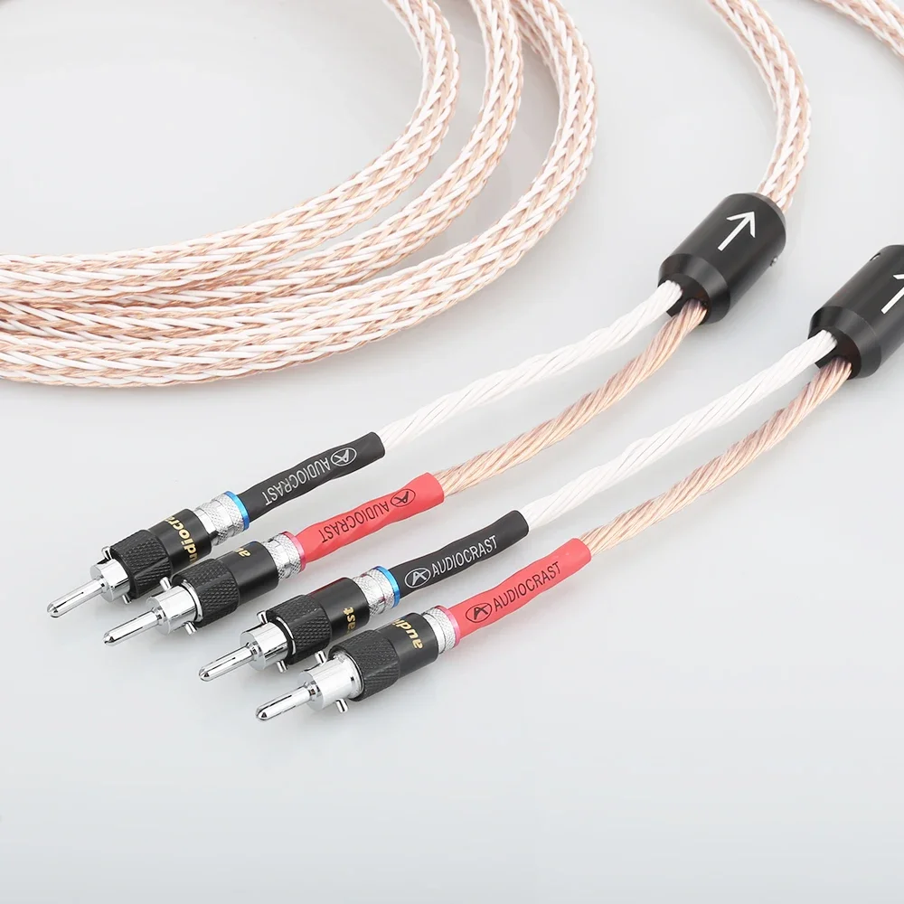 คู่ Audiocrast HiFi สายลําโพงสายลําโพงโรเดียมชุบกล้วยปลั๊ก 10AWG (OFC) สายลําโพง