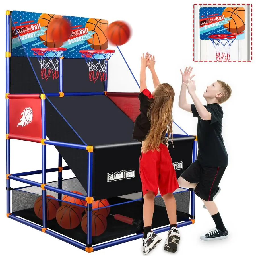 

Basketball Game Set for Kids, Boy Toys Basketball Hoop with 45 Balls for 312 Years Old, Adjustable Height w Pump amp Storage Net