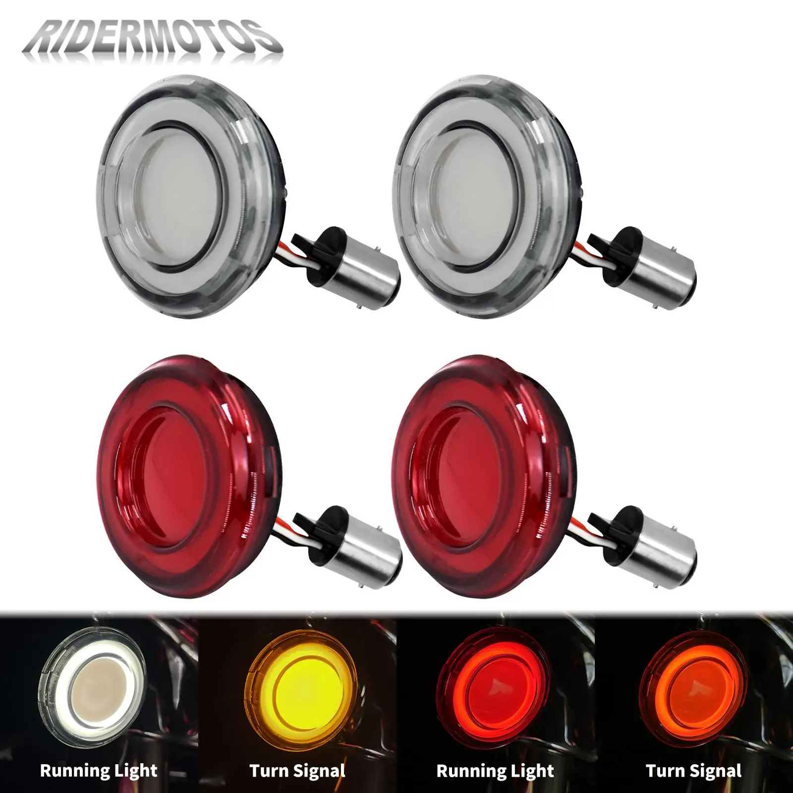 2xMotorcycle 1157 Bullet Style LED Front Turn Signal Conversions Light For Harley Sportster 883 Touring FLHTK FLTRX Softail Dyna