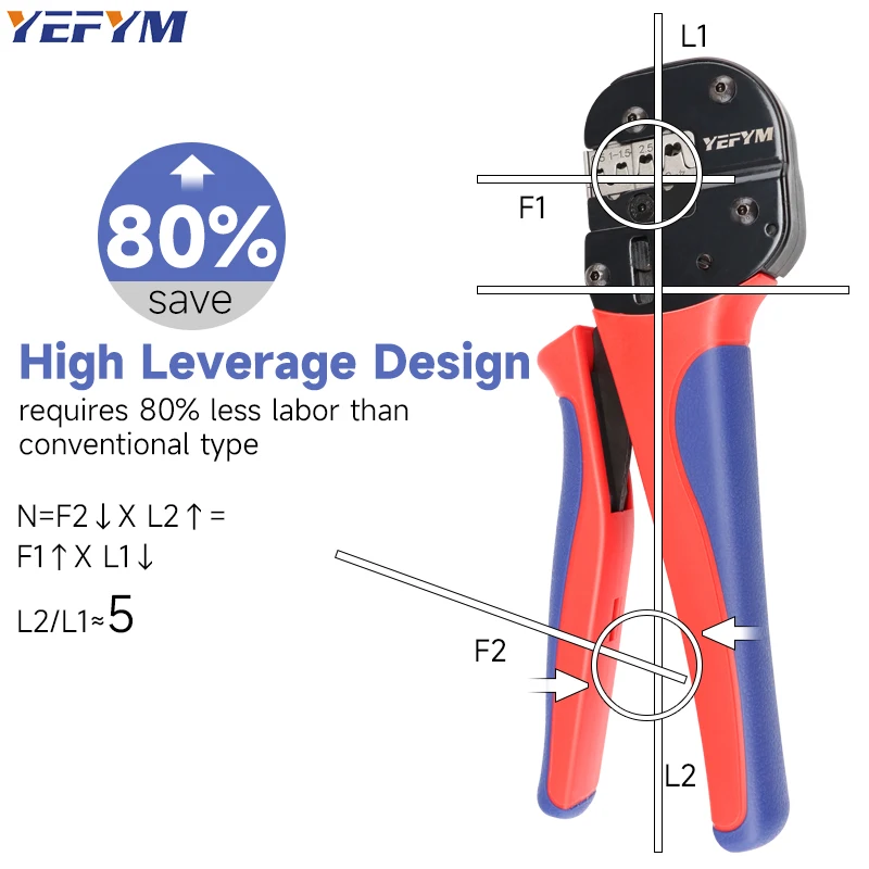 Crimping Tool For Non-Insulated Open Barrel Terminals & Receptacles Ratcheting Wire Crimpers AWG 20-10 (0.5-6mm²) YFP-04B