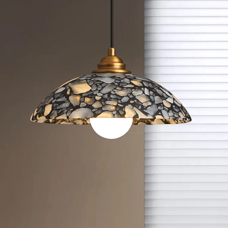 

Vintage Marble Pendant Light Black Hanging Lamp Spliced Design for Living Room Bedroom Dining Table Home Decorative Lighting