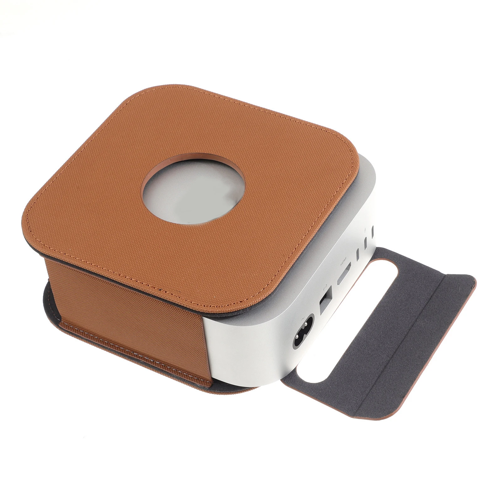 

for Mac Mini M4/Pro Leather Case Brown Gray Black Precise Opening of the Leather for 2024 Mac Mini Protective Cover