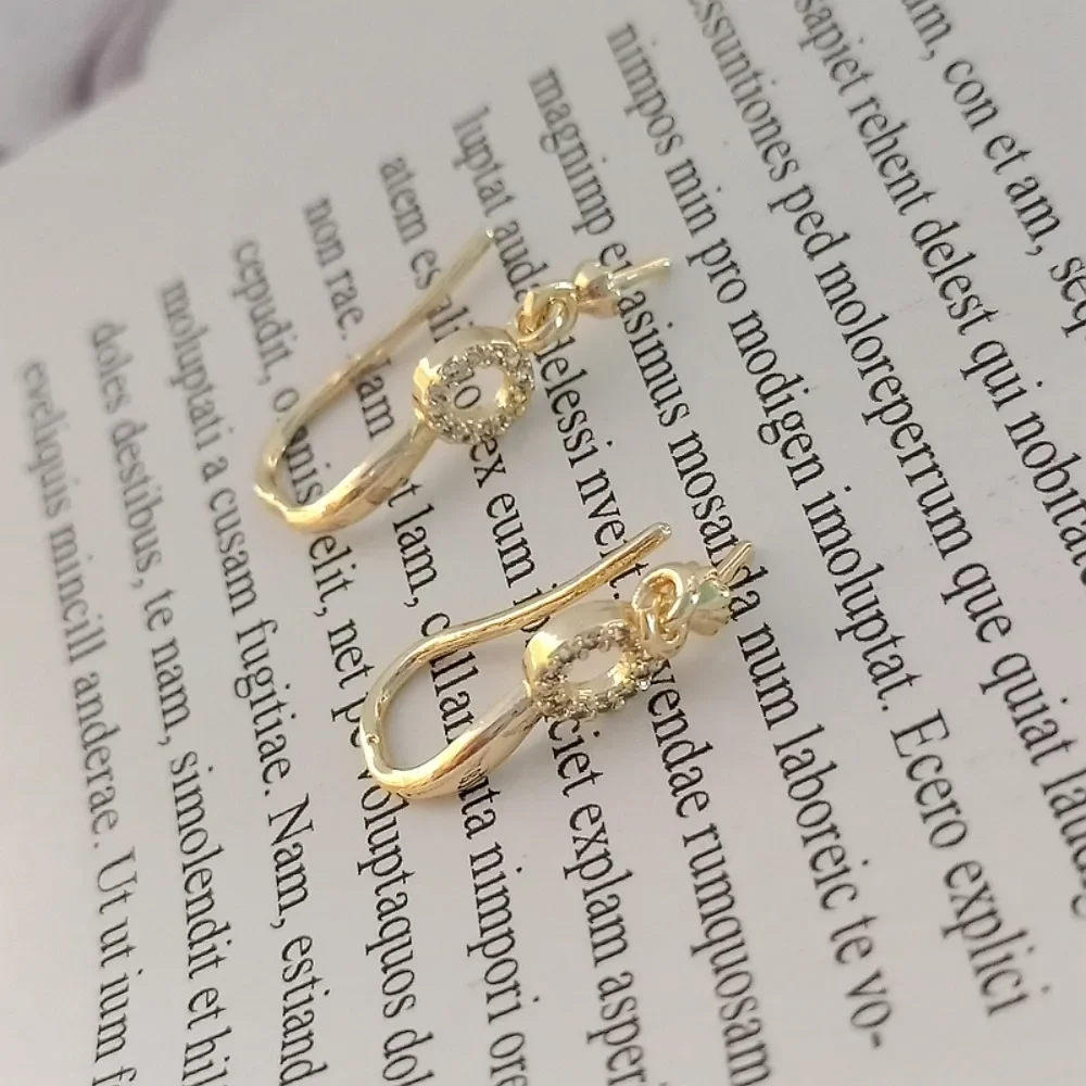 

Diy Handcrafted Earring Jewelry with 14K Gold Inlaid Zircon Ring and Pendant Earhook, Featuring Micro-inlay Materials