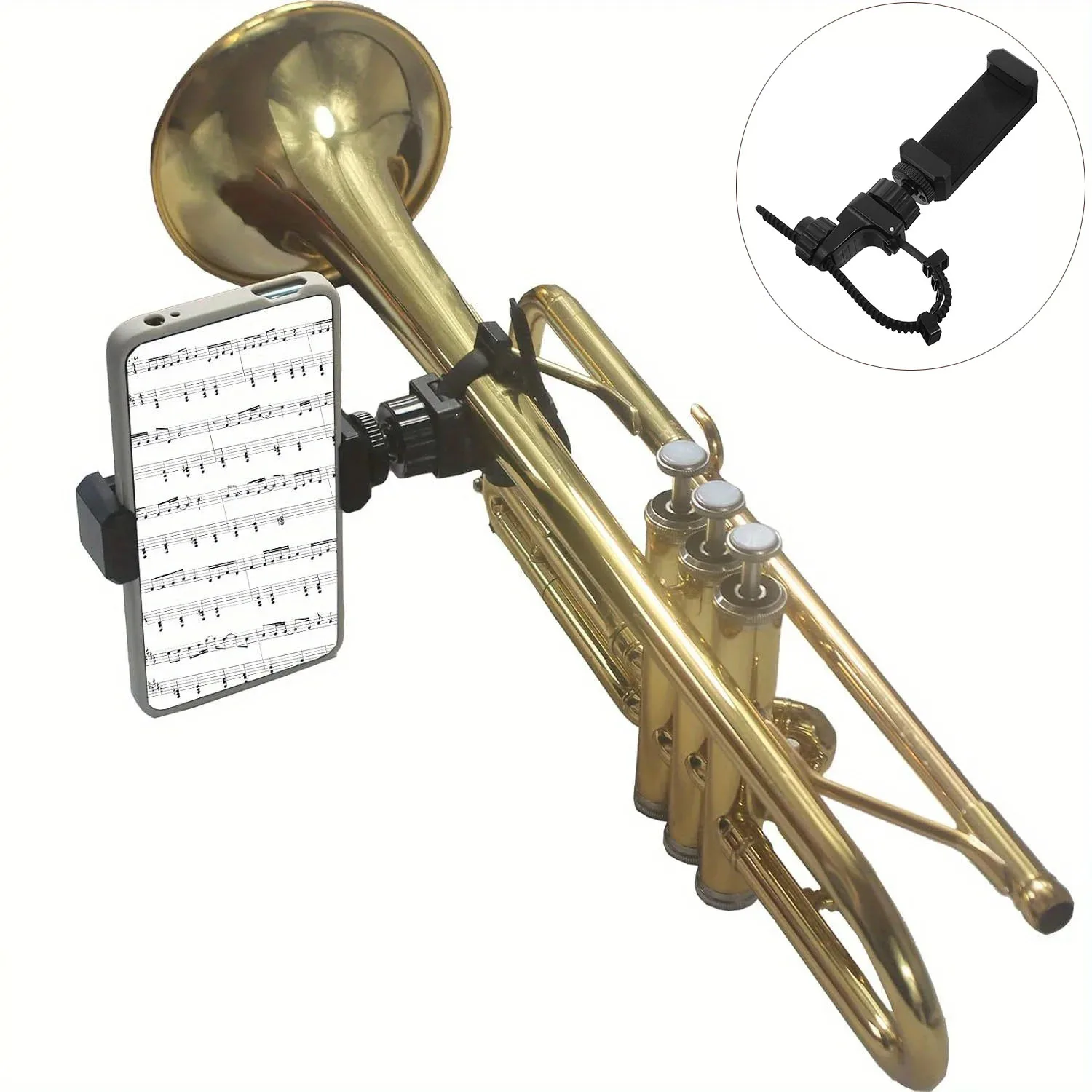 Support de téléphone à clip en métal pour trombone, trompette, cor français, saxophone alto, support musical noir pour la pratique des fanfare